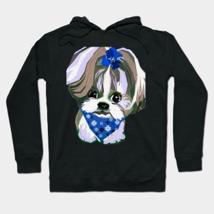 Shih Tzu Dog’s Cute Portrait in Digital Pop Art Style Hoodie